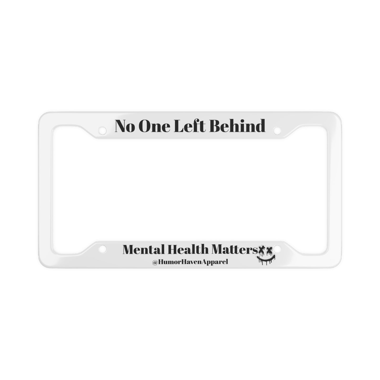 License Plate Frame "No One Left Behind" White Edition